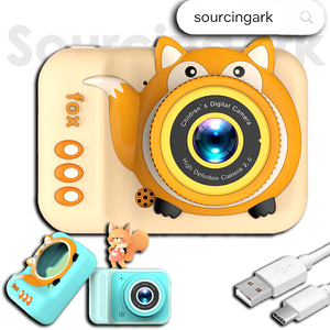 SourcingArk Kids Digital camera with OTG Fox Design Camera for Kids Full HD 1080P 48MP Toddlers Toy Retro Toy Camera Q3